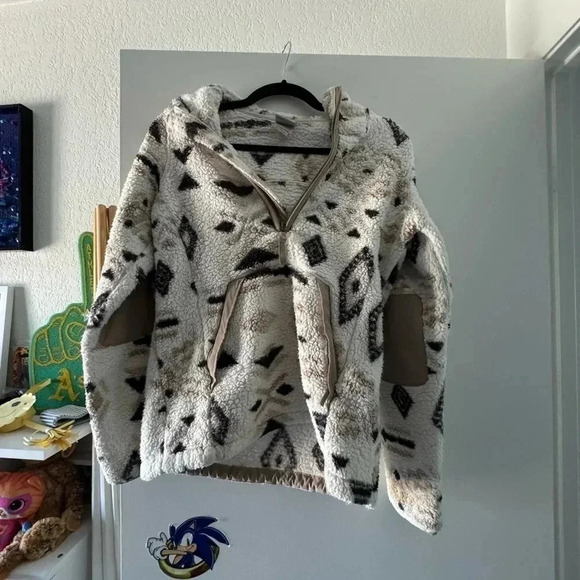 The North Face Jacket Aztec Print Campshire Sherpa Hoodie Womens Small Cream| XS - Picture 5 of 5